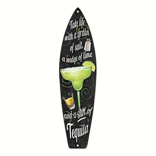Tiki Bar Surfboard Wooden Sign Beach Themed Decor Decorative Wall Sign