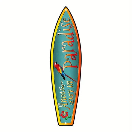 Tiki Bar Surfboard Wooden Sign Beach Themed Decor Decorative Wall Sign