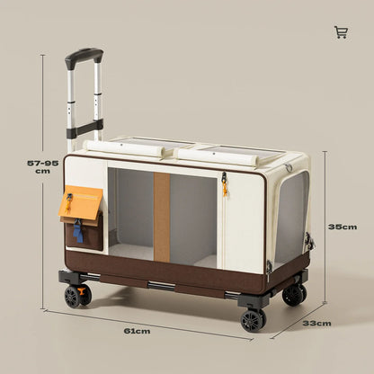 Rolling Cat Carrier with Wheels for Large Cats Small Dogs Up To 25 LBS  Ideal for Travel Walking and Camping Cat Handbag Dog Bag