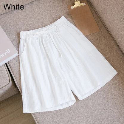 Summer Cotton Linen Loose Women's Shorts Casual Straight Short Pants Harajuku