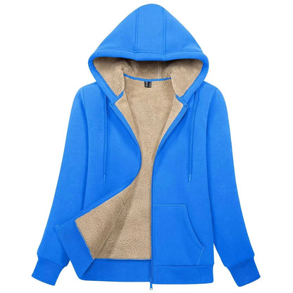 Sherpa-Lined Fleece Zip-Up Hoodie Jacket Women