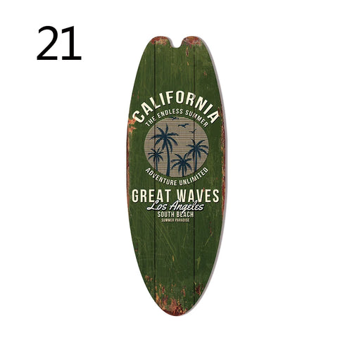 Vintage Wooden Printed Door Sign Sea Surfboard Summer Beach Ocean