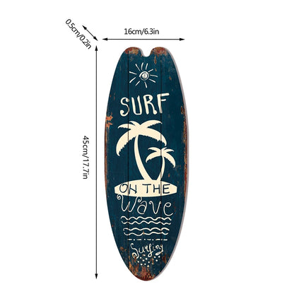 Vintage Wooden Printed Door Sign Sea Surfboard Summer Beach Ocean