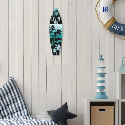 Tiki Bar Surfboard Wooden Sign Beach Themed Decor Decorative Wall Sign