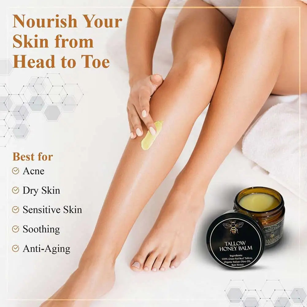 Organic Grass Fed Beef Tallow Balm With Raw Honey Moisturizing Cream
