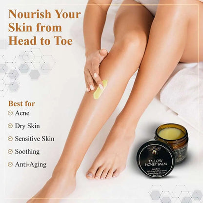 Organic Grass Fed Beef Tallow Balm With Raw Honey Moisturizing Cream