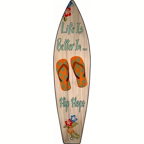 Tiki Bar Surfboard Wooden Sign Beach Themed Decor Decorative Wall Sign