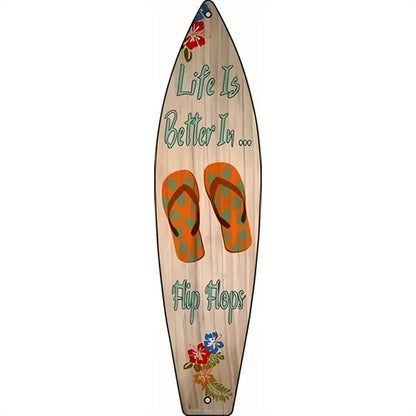 Tiki Bar Surfboard Wooden Sign Beach Themed Decor Decorative Wall Sign