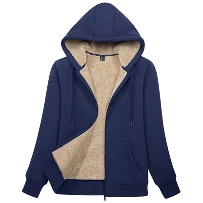 Sherpa-Lined Fleece Zip-Up Hoodie Jacket Women