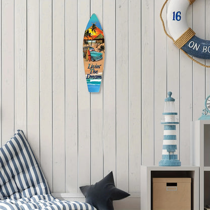 Tiki Bar Surfboard Wooden Sign Beach Themed Decor Decorative Wall Sign