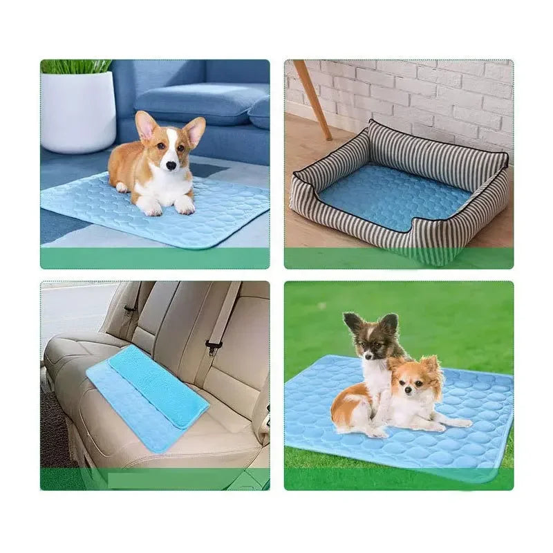 Summer Pet Ice Pad Cool Sleeping Mat Breathable Ice Silk Washable Pet Bed Durable Dog Cat Cushion Pet Supplies for Home Outdoor