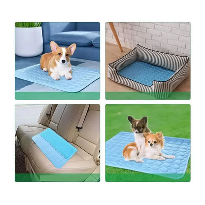 Summer Pet Ice Pad Cool Sleeping Mat Breathable Ice Silk Washable Pet Bed Durable Dog Cat Cushion Pet Supplies for Home Outdoor