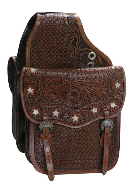 Showman ® tooled Leather Saddle Bag