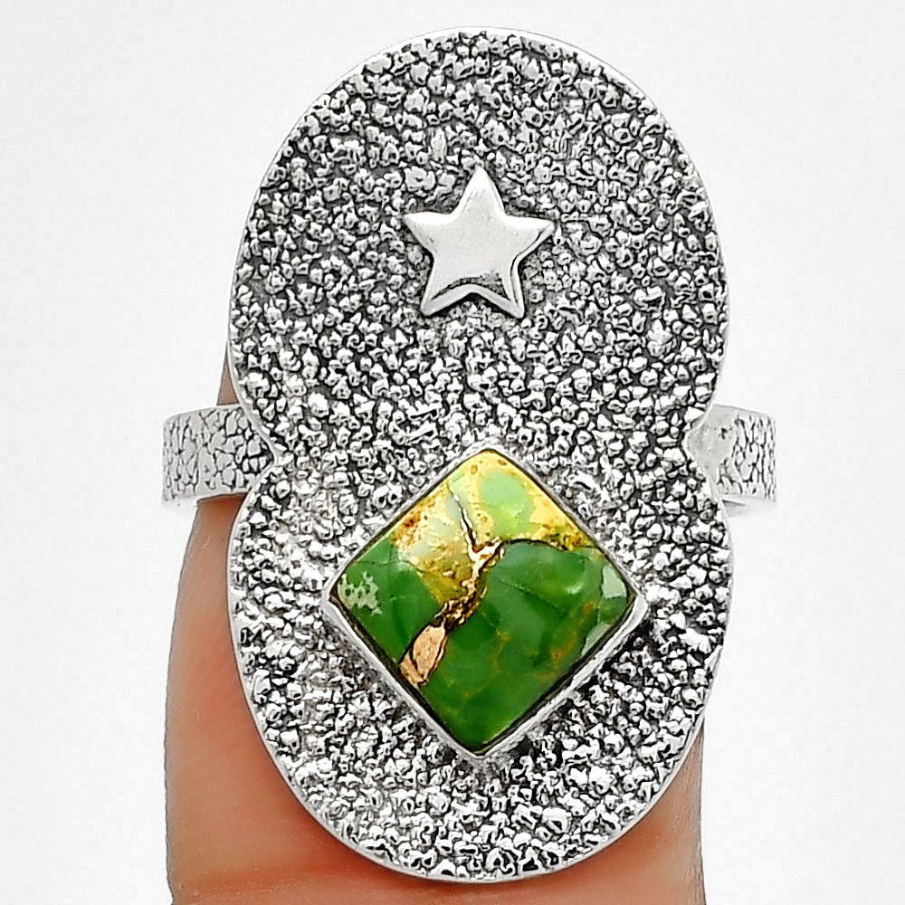 Star Natural Copper Green Turquoise Ring size-9 R-1290 SDR185482