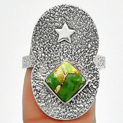 Star Natural Copper Green Turquoise Ring size-9 R-1290 SDR185482