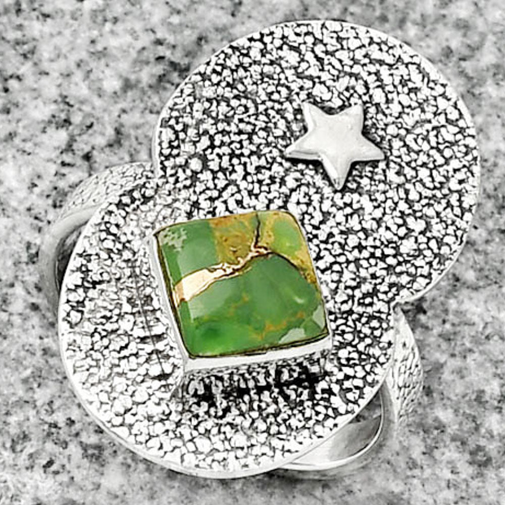 Star Natural Copper Green Turquoise Ring size-9 R-1290 SDR185482