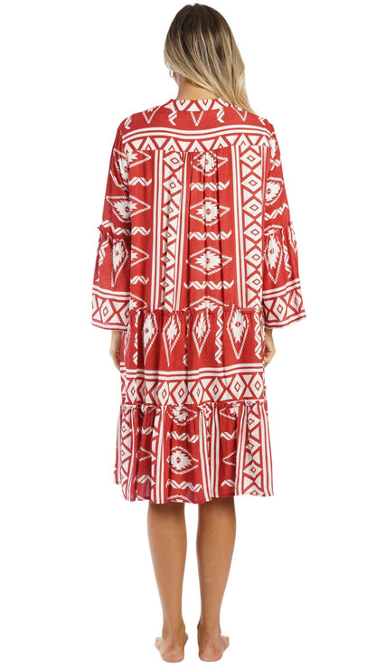 Red Boho Mini Dress Wholesale | Resort Wear Vacation Dress for Boutiques