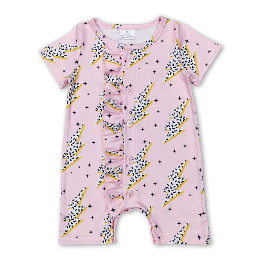 Short sleeves pink thunder western baby girls romper