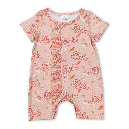 Short sleeves smile rainbow ruffle baby girls romper