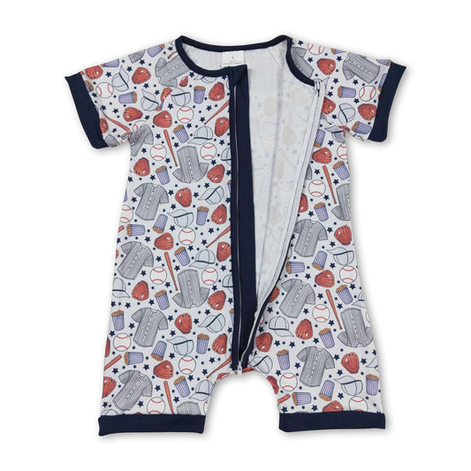 Short sleeves baseball baby boy romper
