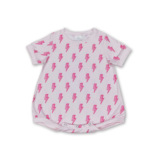 Short sleeves pink thunder print baby girls romper
