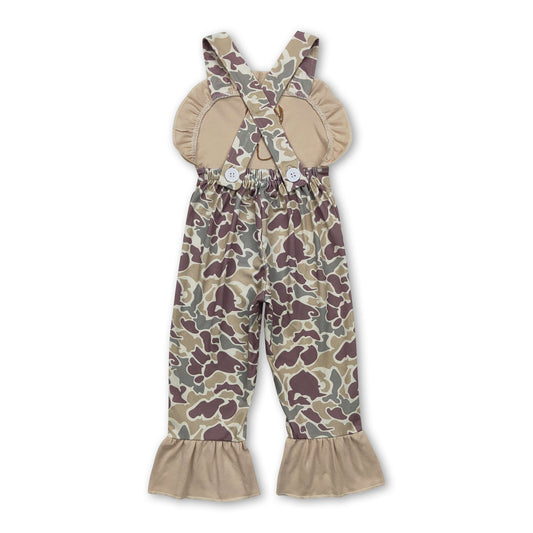 Straps deer pocket camo kids girls overalls