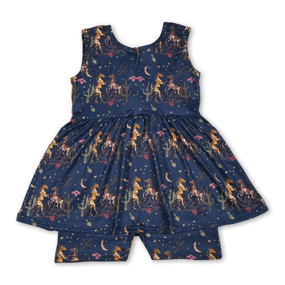 Cactus horse rodeo girls summer one piece jumpsuit