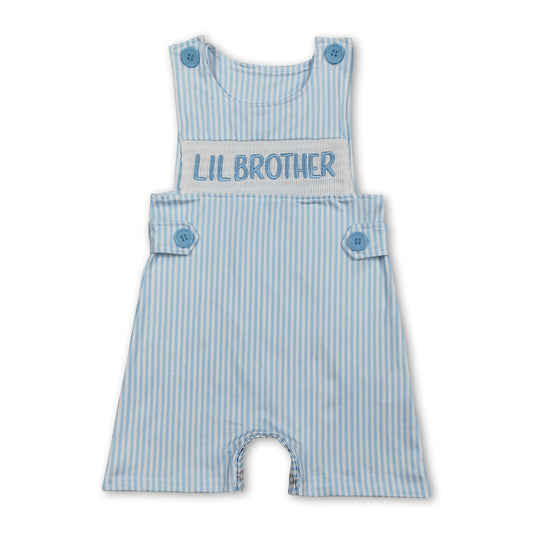 Sleeveless stripe lil brother baby boy romper