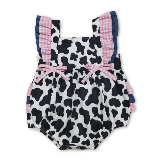 Flutter sleeves cow ruffle baby girls summer romper