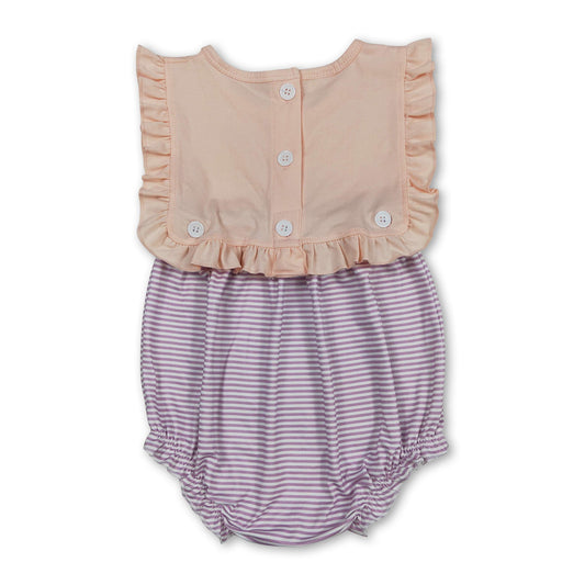 Purple stripe ruffle baby girls summer romper