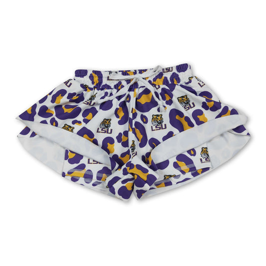 Leopard tiger kids girls team active summer yoga shorts