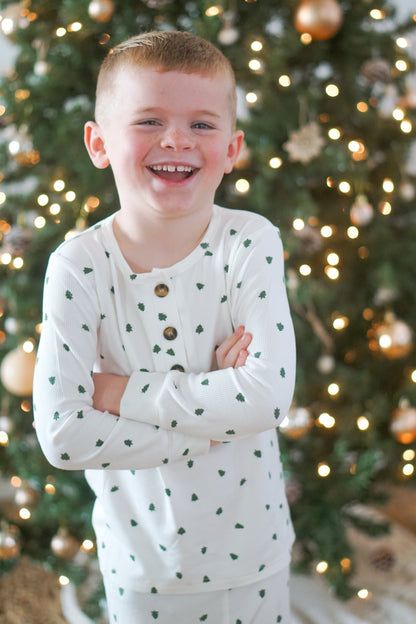 Tiny Trees Ribbed Bamboo 2pc Henley Pajamas
