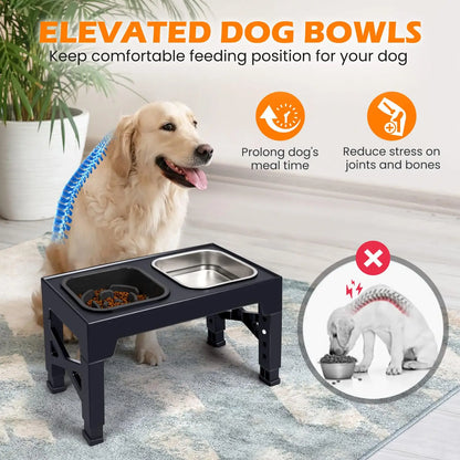 Non Slip Elevated Slow Feeder Dog Bowls With Foldable Stand