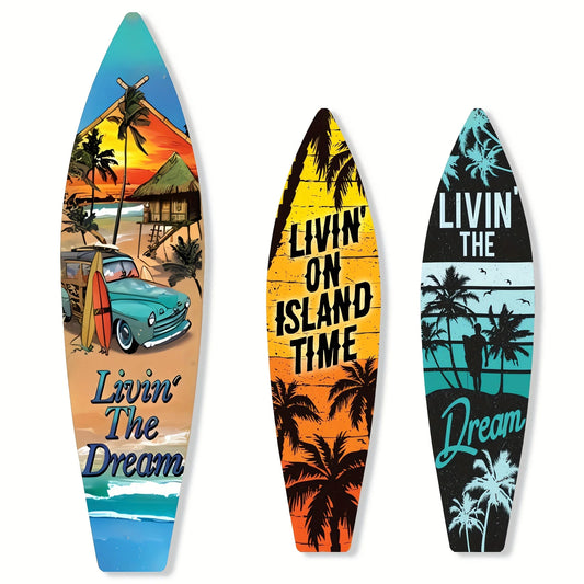 Tiki Bar Surfboard Wooden Sign Beach Themed Decor Decorative Wall Sign