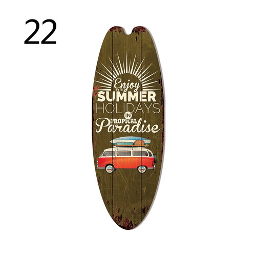 Vintage Wooden Printed Door Sign Sea Surfboard Summer Beach Ocean