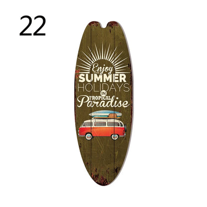 Vintage Wooden Printed Door Sign Sea Surfboard Summer Beach Ocean