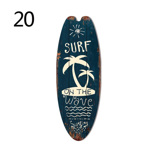 Vintage Wooden Printed Door Sign Sea Surfboard Summer Beach Ocean