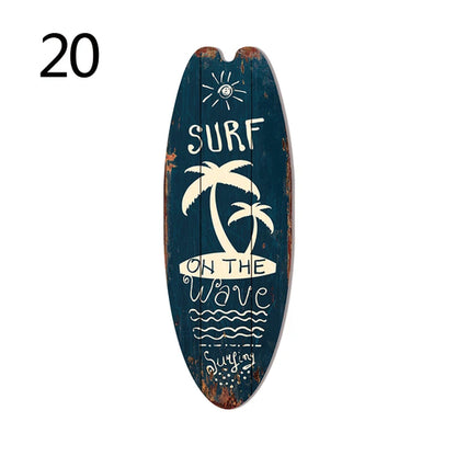 Vintage Wooden Printed Door Sign Sea Surfboard Summer Beach Ocean