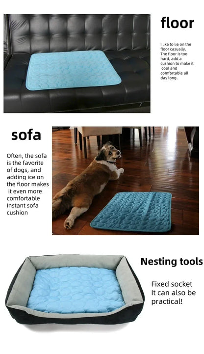Summer Pet Ice Pad Cool Sleeping Mat Breathable Ice Silk Washable Pet Bed Durable Dog Cat Cushion Pet Supplies for Home Outdoor