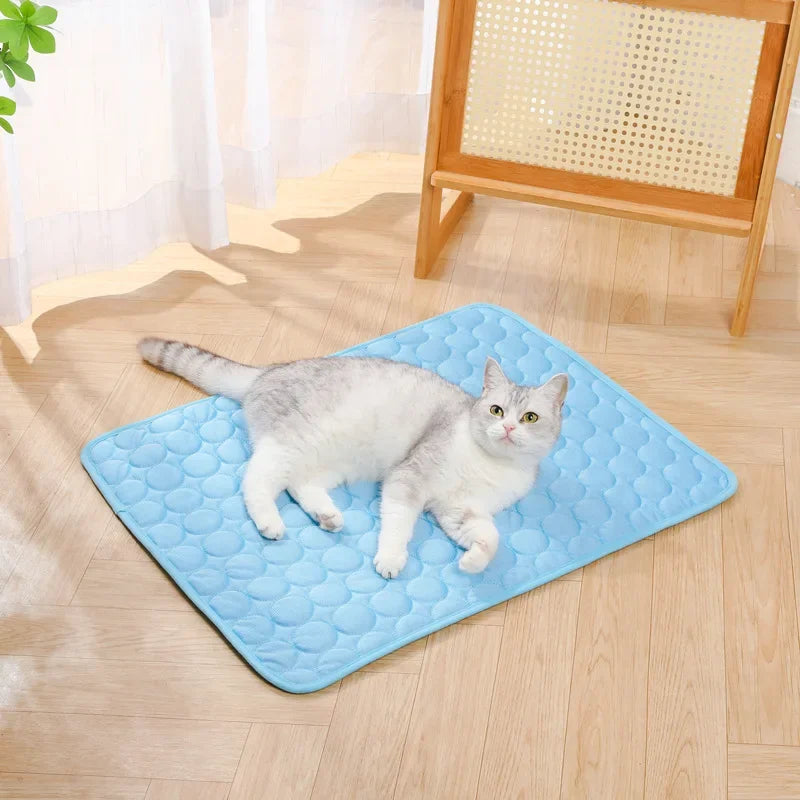 Summer Pet Ice Pad Cool Sleeping Mat Breathable Ice Silk Washable Pet Bed Durable Dog Cat Cushion Pet Supplies for Home Outdoor