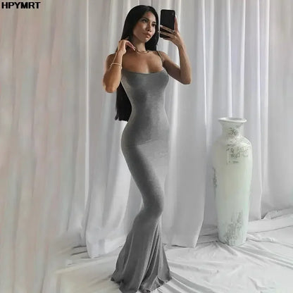 Satin Slip Maxi Dress | Backless Bodycon Evening Gown - Femstylo