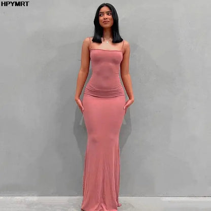 Satin Slip Maxi Dress | Backless Bodycon Evening Gown - Femstylo