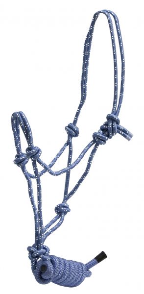 Showman Horse size braided nylon cowboy knot rope halter with removable matching 7.5 ft lead
