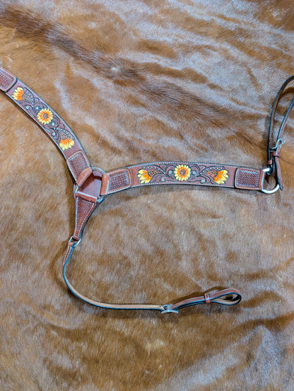 Showman Leather Breast collar with sunflowers