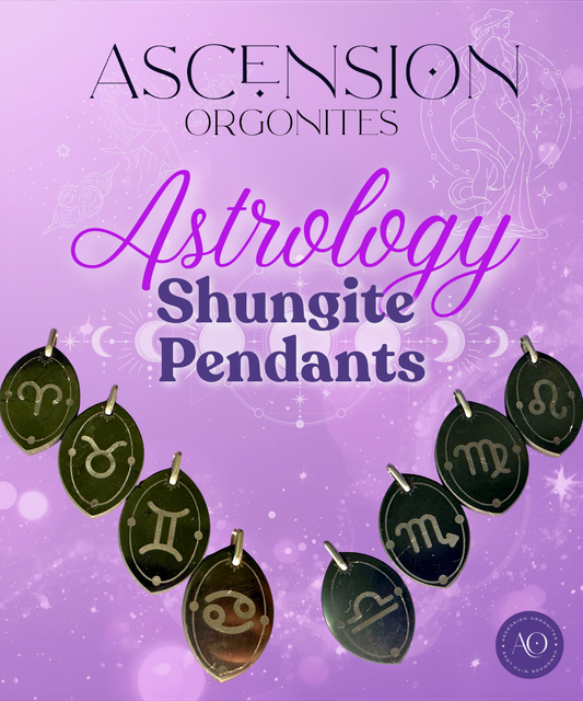 ASTROLOGY SHUNGITE PENDANTS! - EMF Protection - Hand Cut Genuine Natural Shungite Pendant High Quality Black Lustrous Gemstone from Russia