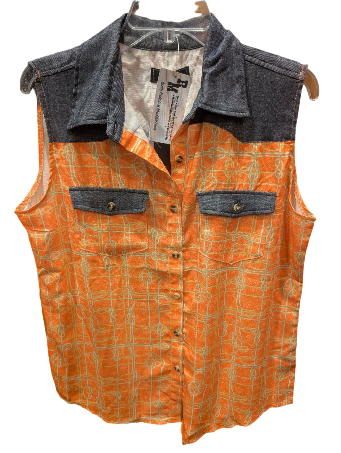 Lucky and Blessed Sleeveless Orange Top
