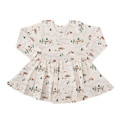 long sleeve twirl dress | into the woods