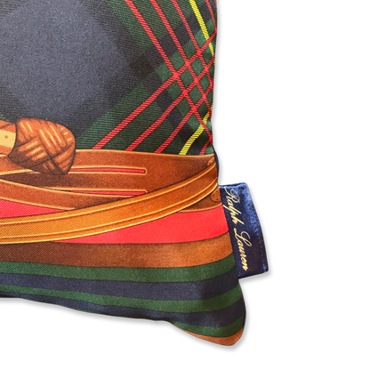 Tartan Equestrian Vintage Silk Scarf Pillows 18"