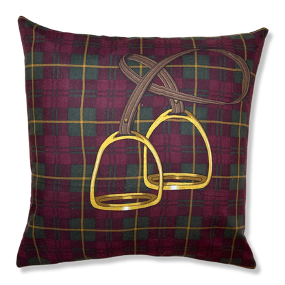 Tartan Equestrian Vintage Wool Scarf Pillows 22"