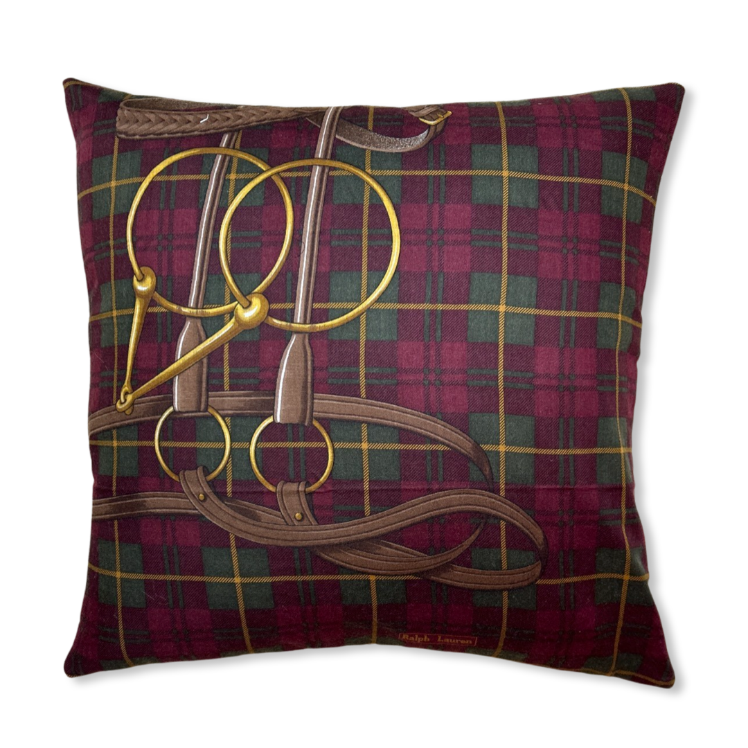 Tartan Equestrian Vintage Wool Scarf Pillows 22"